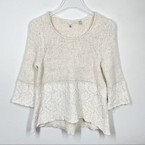 Anthropologie Knitted & Knotted  
Lace Sweater Small